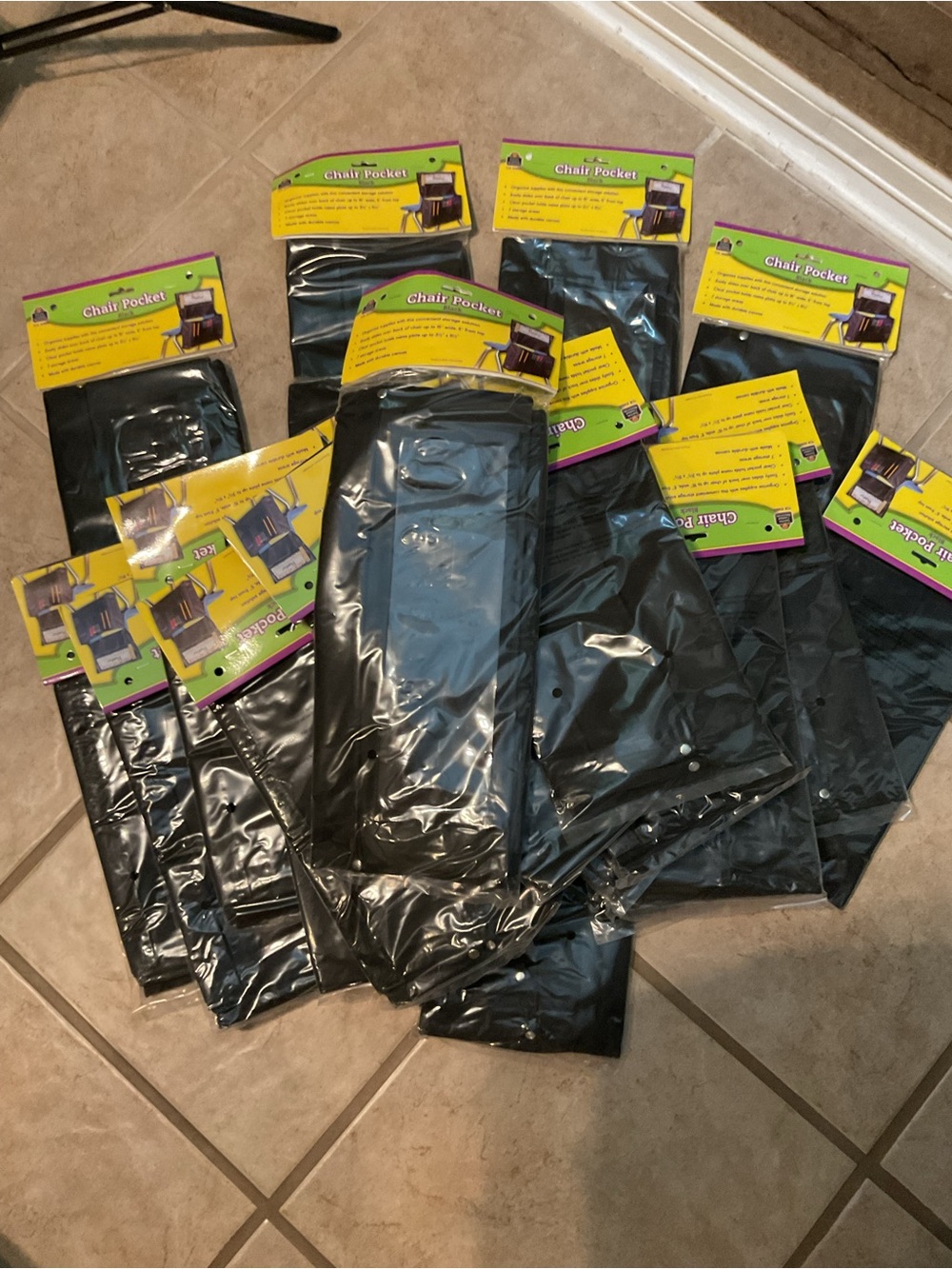 Lot of 23 Black Chair Pockets by Teacher Created Resources NEW 7 Storage Areas